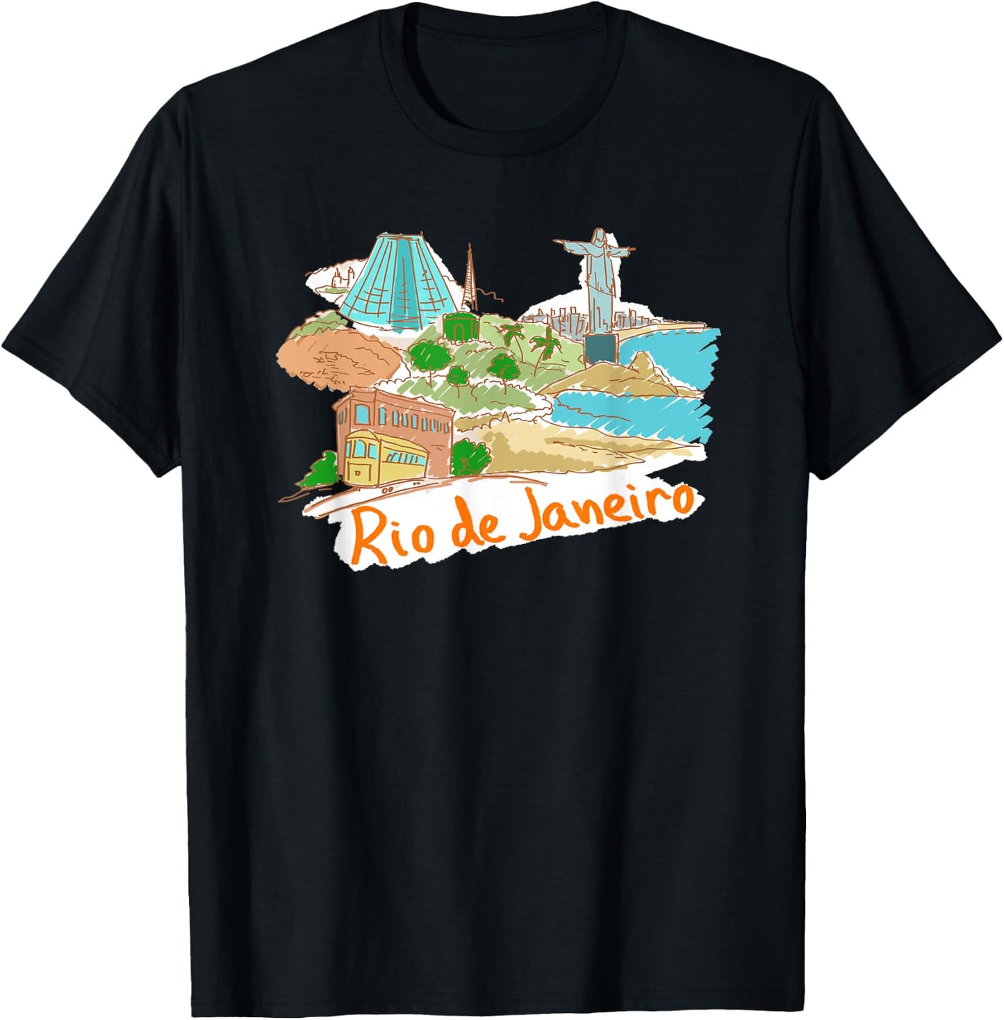 Rio De Janeiro Beach Christ the Redeemer Women Girls Kids T-Shirt - T-Shirt | Black