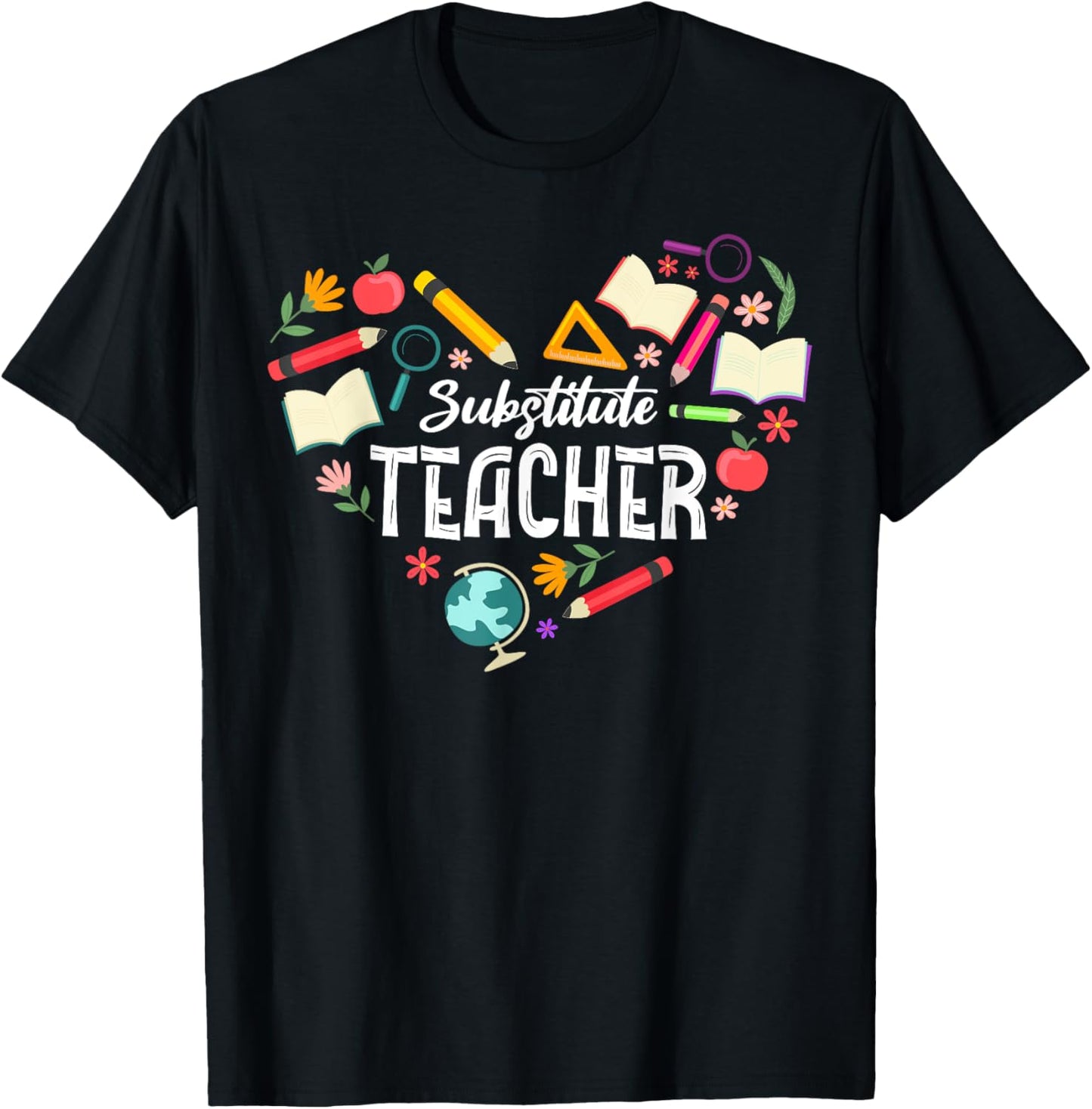 Cute Substitute Teacher Heart Women T-Shirt - T-Shirt | Black