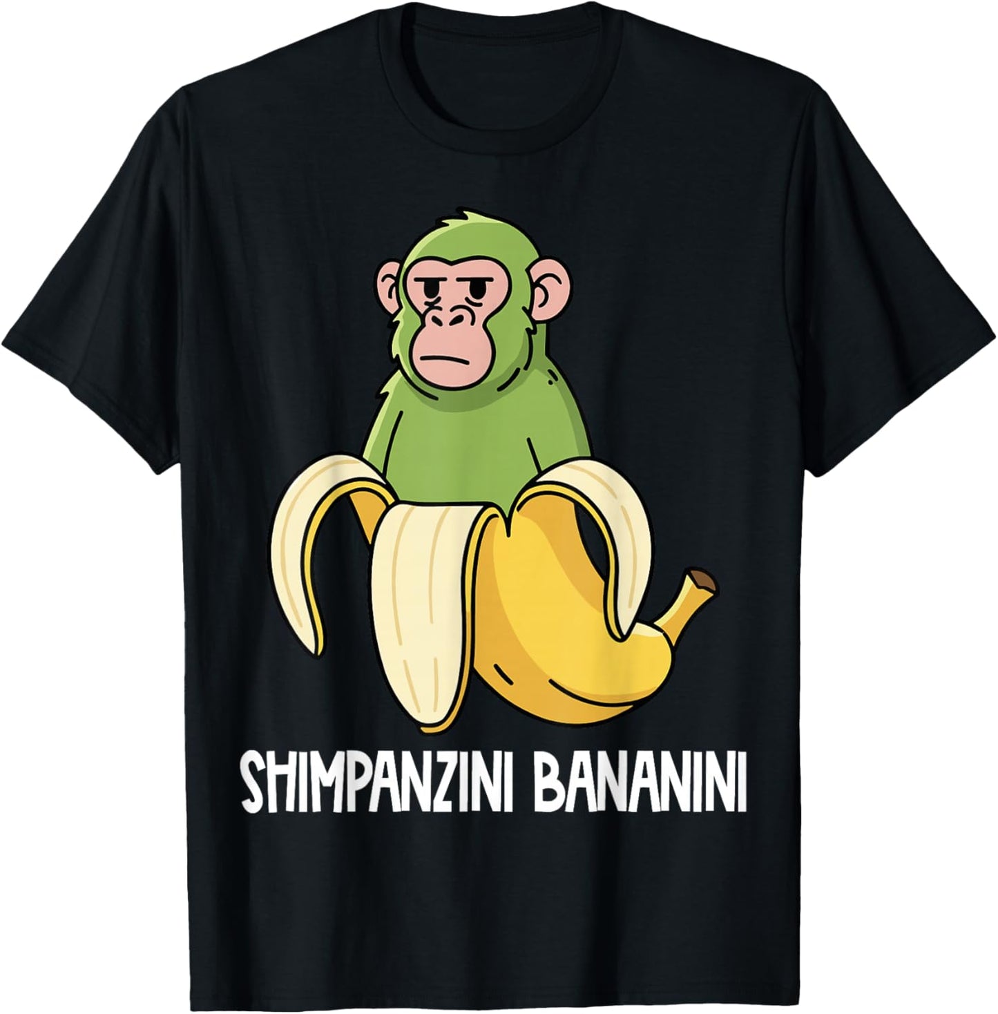 Italian Characters Brainrot Shimpanzini Bananini T-Shirt - T-Shirt | Black