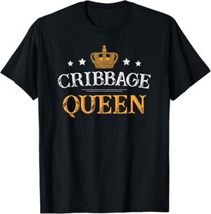 Cribbage Queen - Board Card Game Player Gamer Funny Gift T-Shirt - T-Shirt | Black