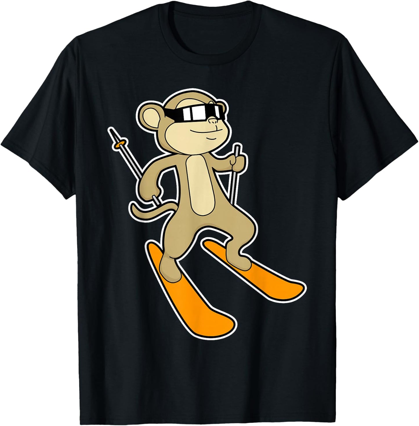Monkey Skier Ski Winter sports T-Shirt - T-Shirt | Black