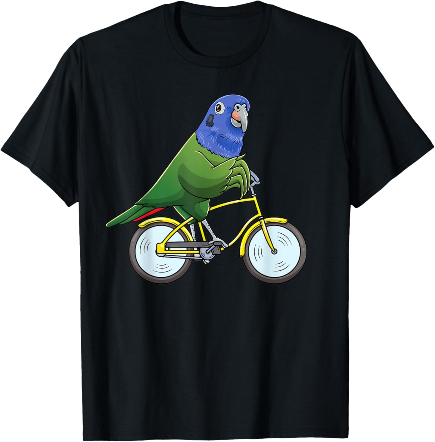 Pionus Parrot On A Bike Bird Riding Bicycle T-Shirt - T-Shirt | Black