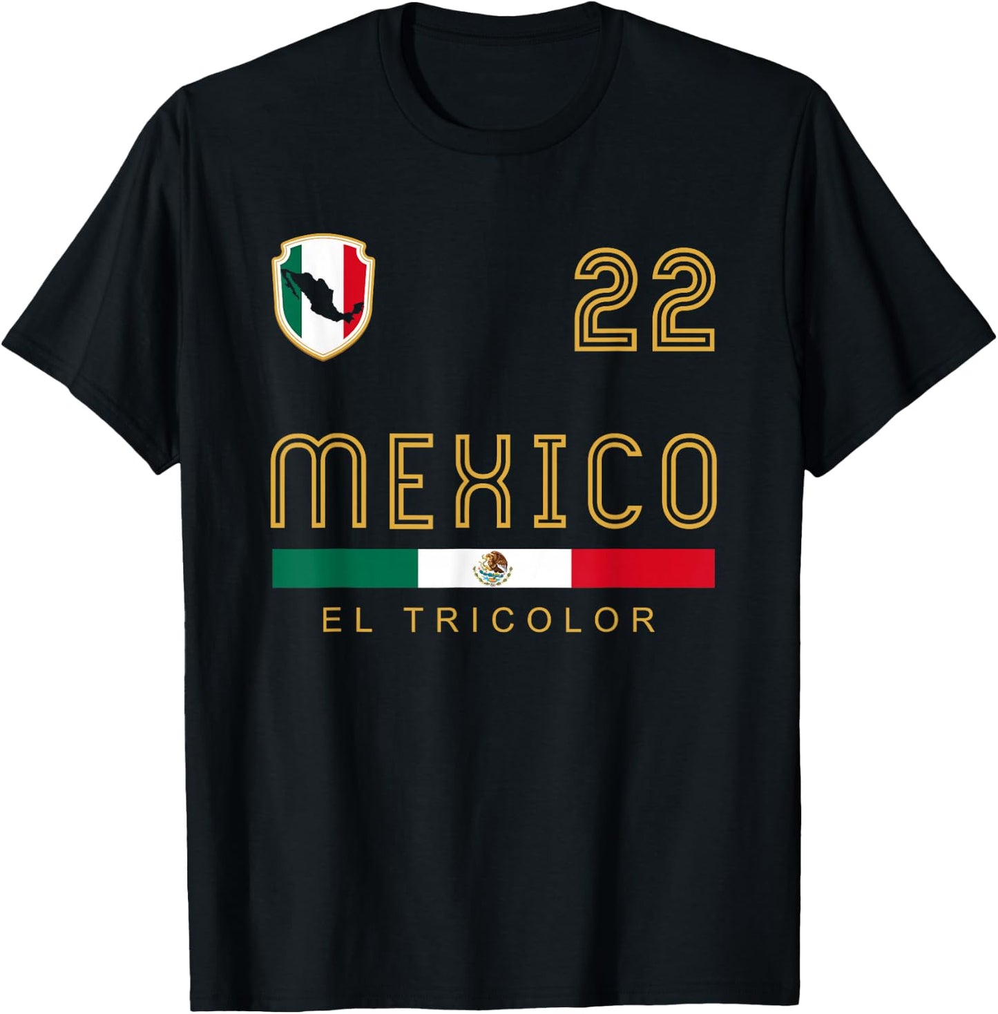 Vintage Mexico Football Flags Fan Gift T-Shirt - T-Shirt | Black