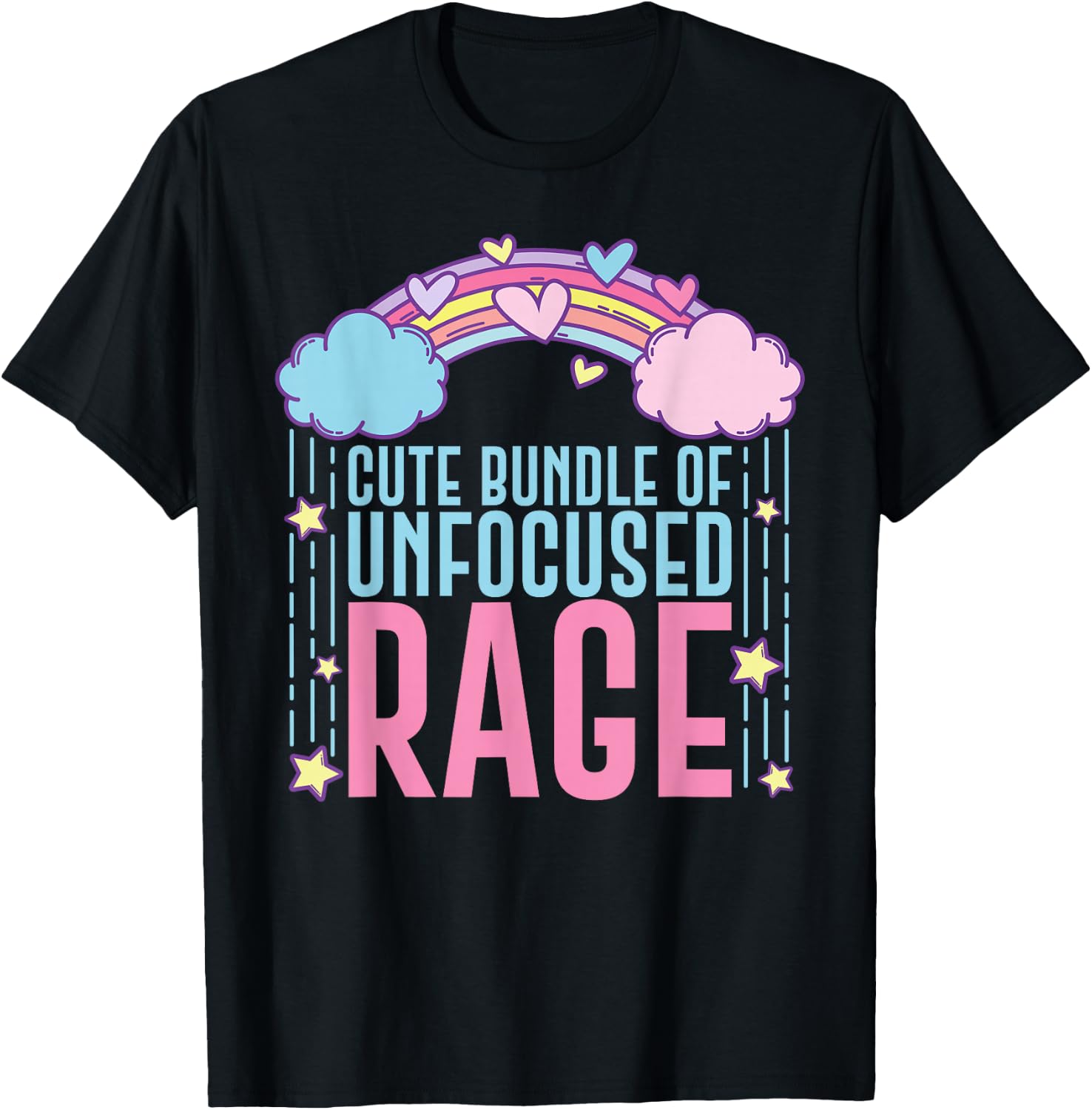 Cute Bundle of Unfocused Rage Funny Pastel Goth Gift Rainbow Small T-Shirt - T-Shirt | Black
