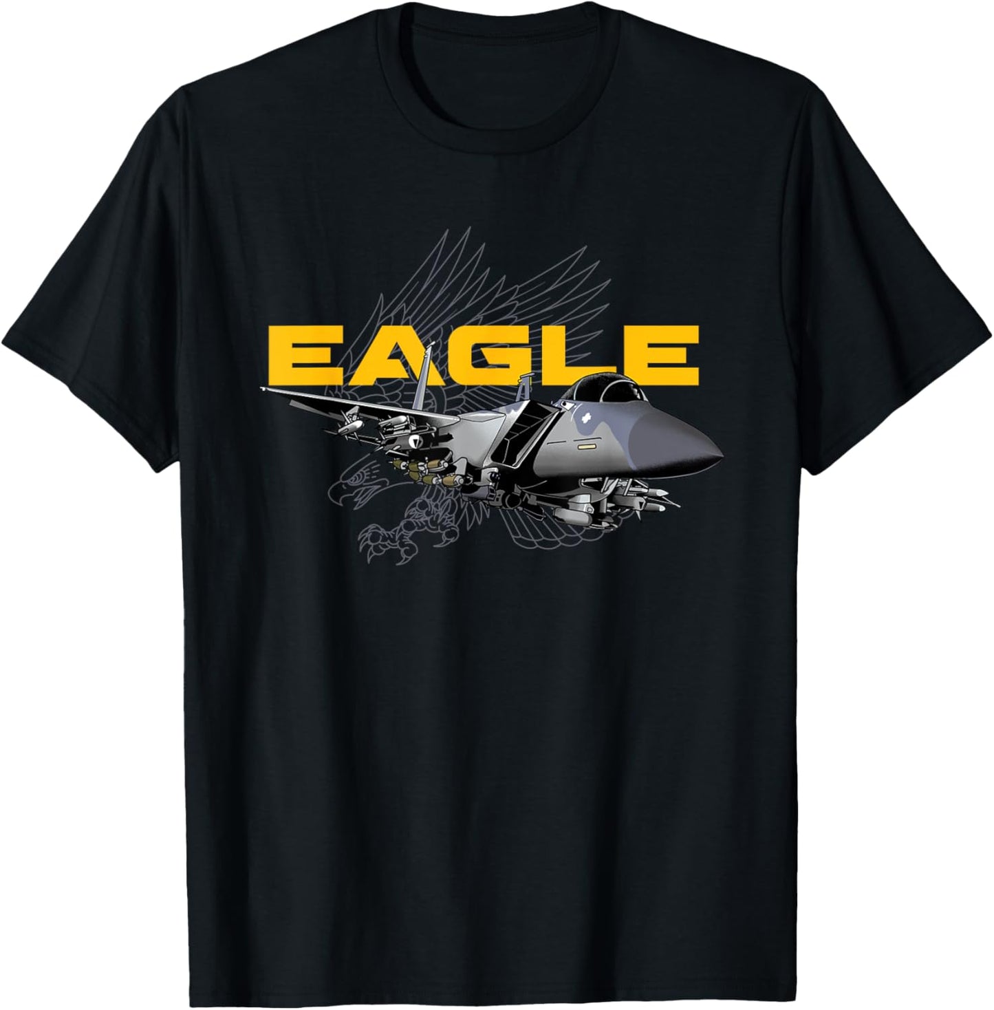 F15 Eagle Military Airplane T-Shirt - T-Shirt | Black