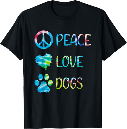 Peace Love Dogs Unity Heart Color Mama Breed Paws Bone Dogs T-Shirt - T-Shirt | Black