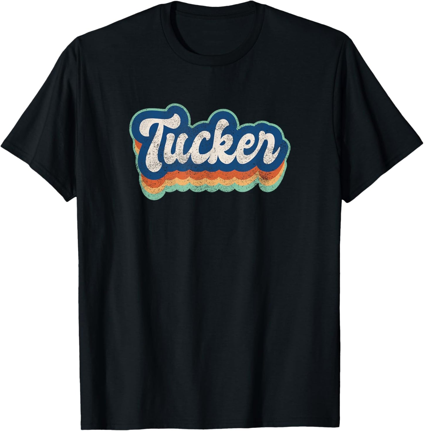 Tucker First Name Boy Vintage Style 70s 80s Personalized T-Shirt - T-Shirt | Black