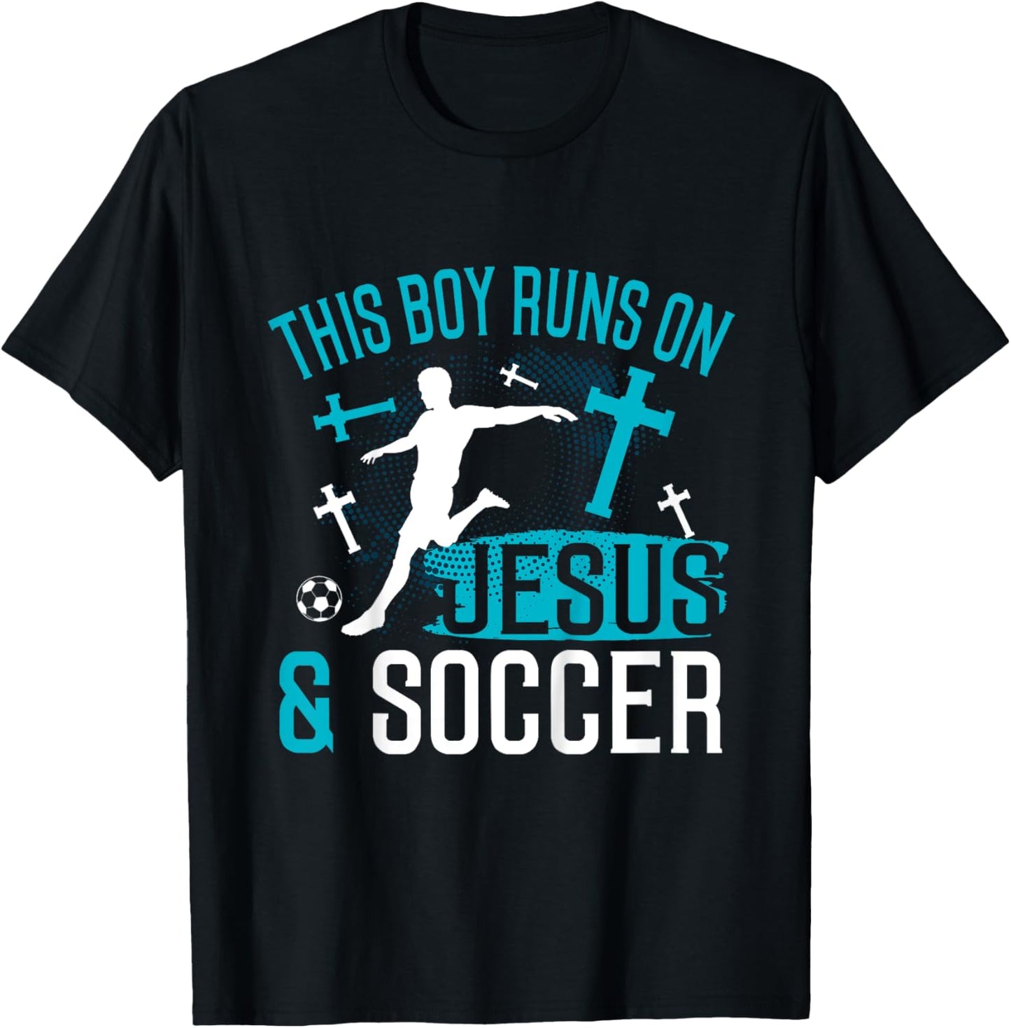 Kids Jesus and Soccer Shirt Christian Religious Player Boys Gift T-Shirt - T-Shirt | Black