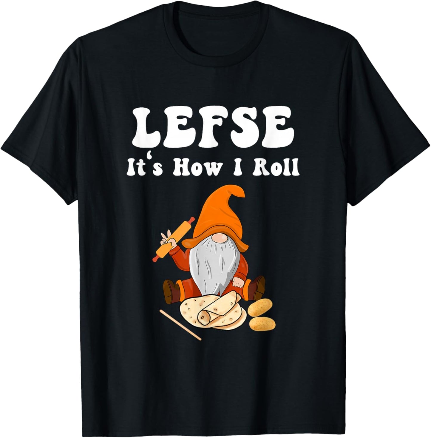 Lefse It's How I Roll Christmas T-Shirt - T-Shirt | Black