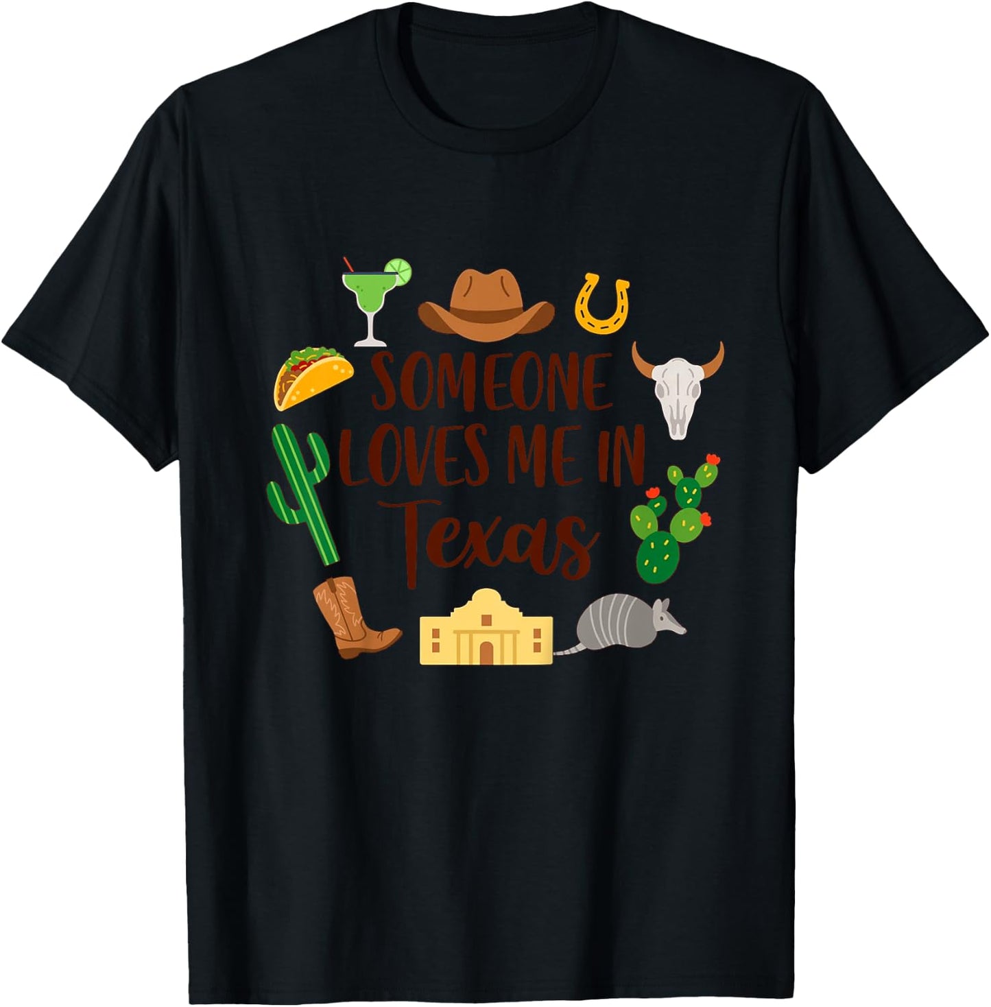 Kids Texas Baby Texas Traveling Trip Someone Loves Me In Texas T-Shirt - T-Shirt | Black