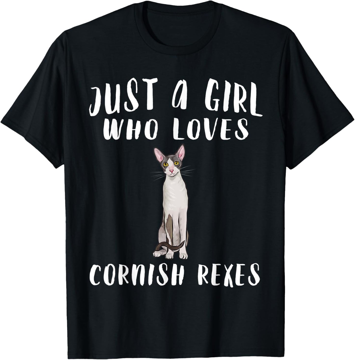 Im Just A Girl Who Loves Cornish Rexes Cat Lover Gift T-Shirt - T-Shirt | Black