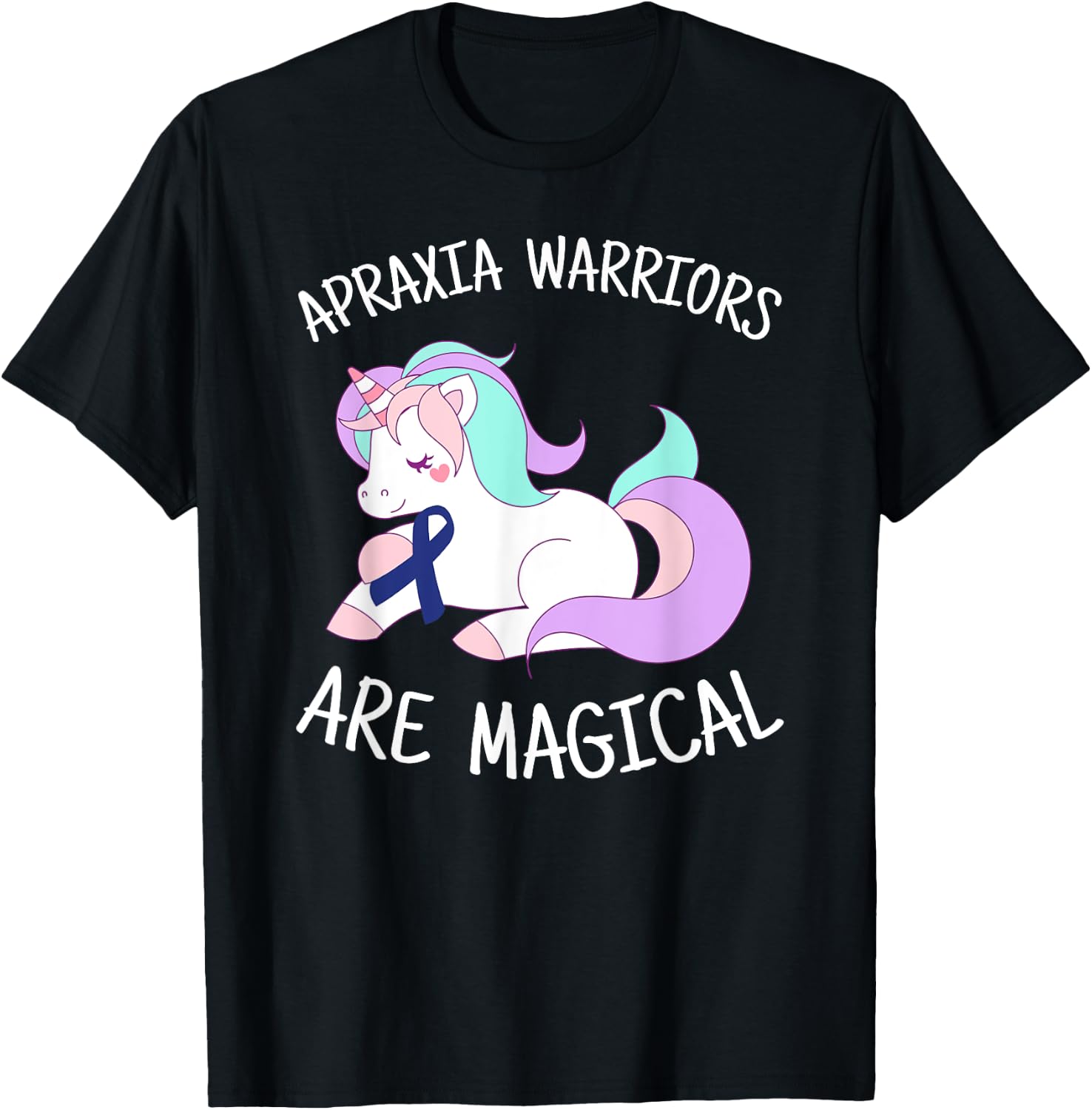 Unicorn Apraxia Awareness Gift, Apraxia Warrior T-Shirt - T-Shirt | Black