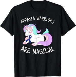 Unicorn Apraxia Awareness Gift, Apraxia Warrior T-Shirt - T-Shirt | Black