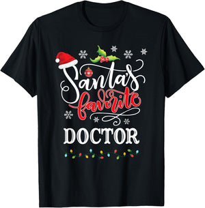 Santa's Favorite Doctor Christmas Gifts Xmas T-Shirt - T-Shirt | Black