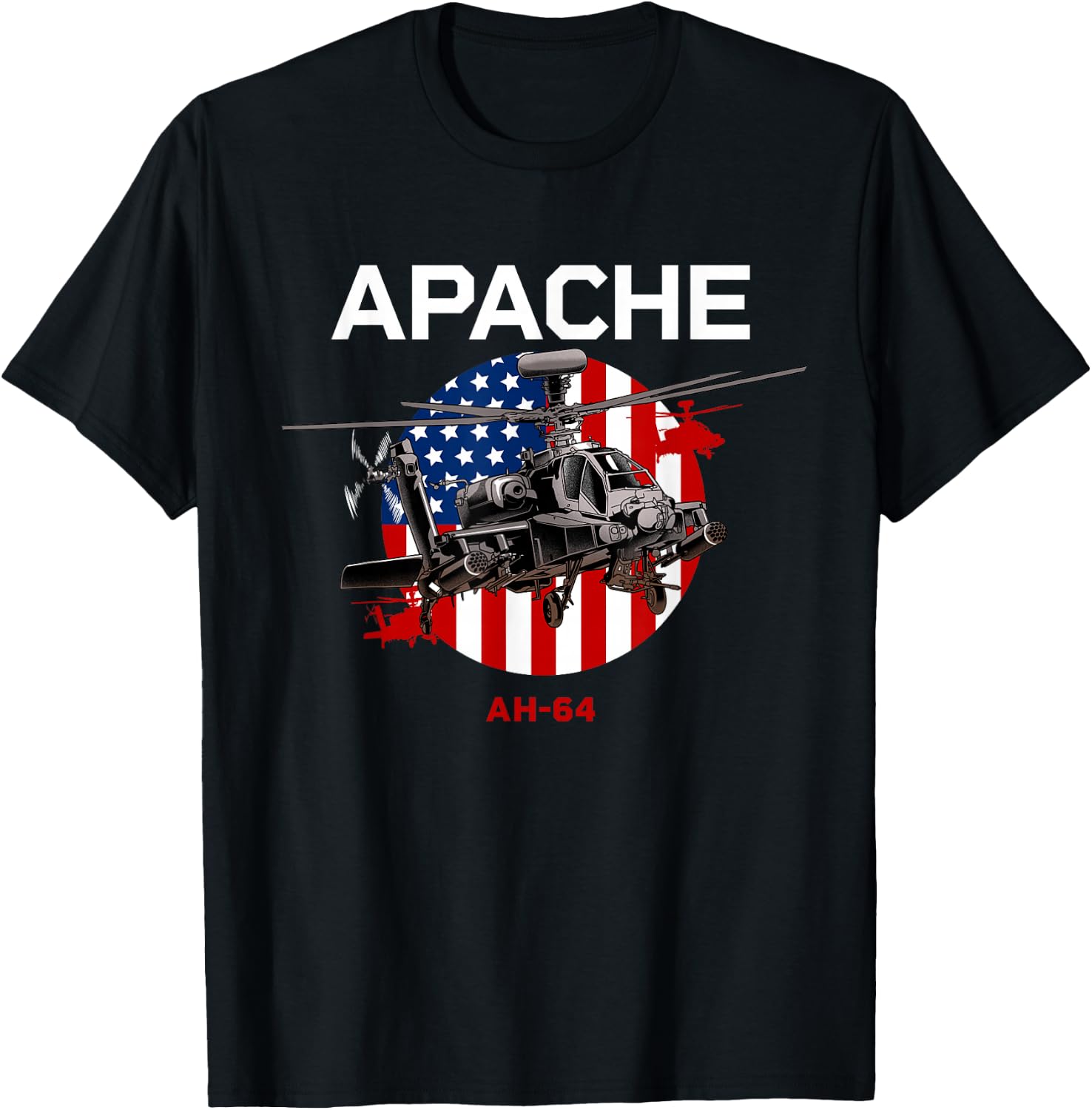 AH-64 Apache US Army Helicopter T-Shirt - T-Shirt | Black
