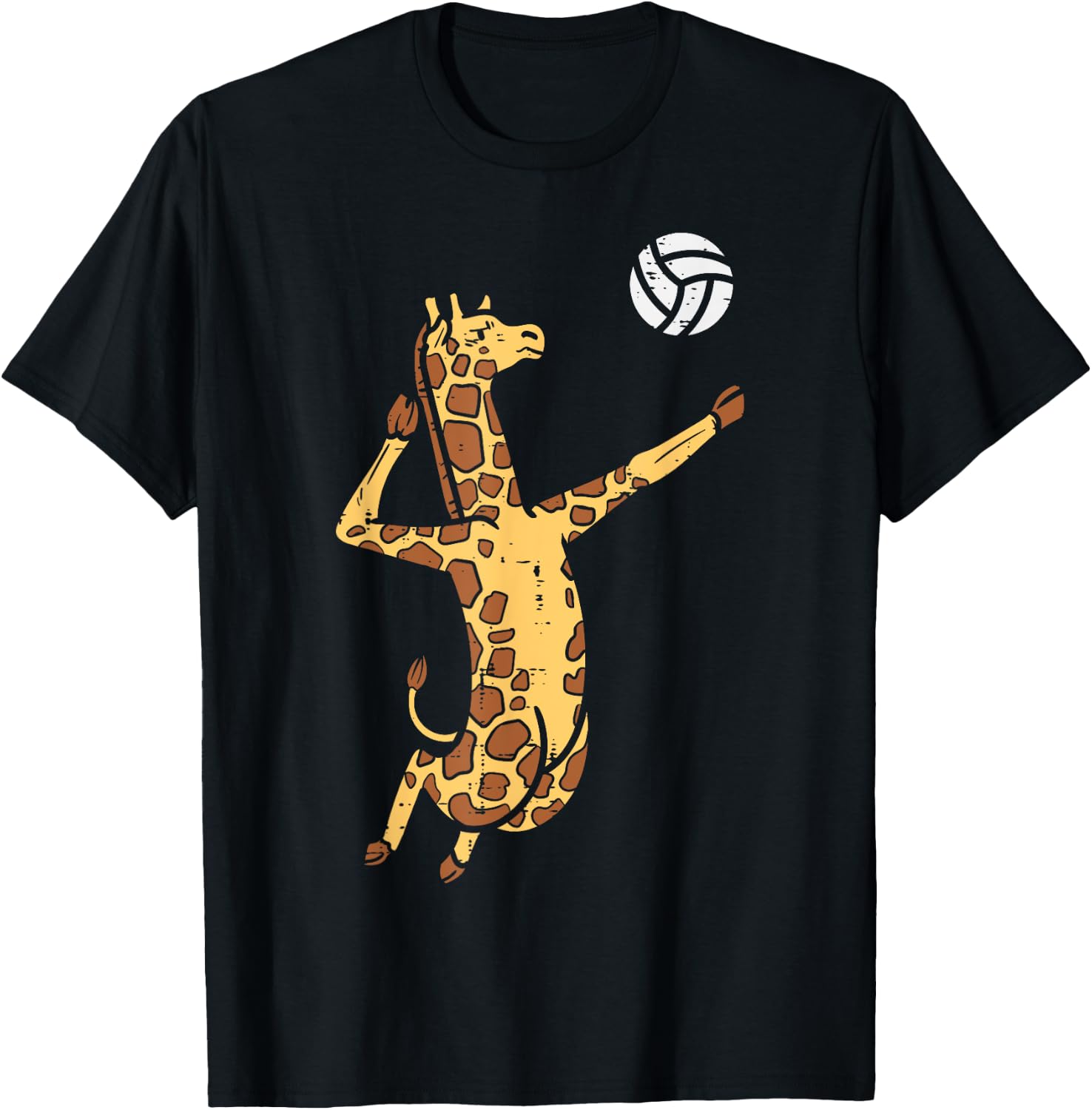 Giraffe Volleyball Spike Serve Player Spiker Boys Men Women T-Shirt - T-Shirt | Black