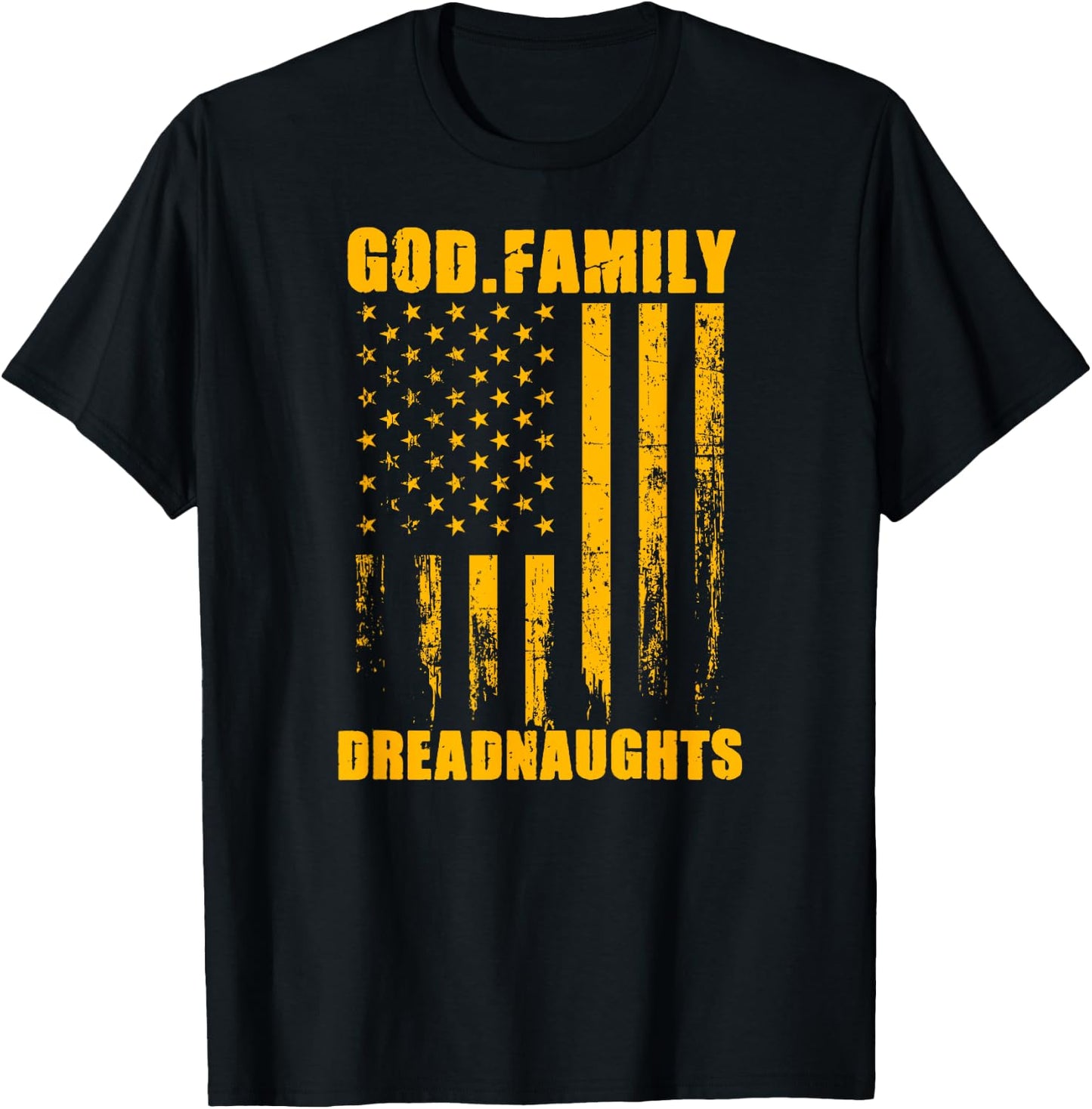 Dexter Dreadnaughts God. Family. Vintage USA Flag T-Shirt - T-Shirt | Black