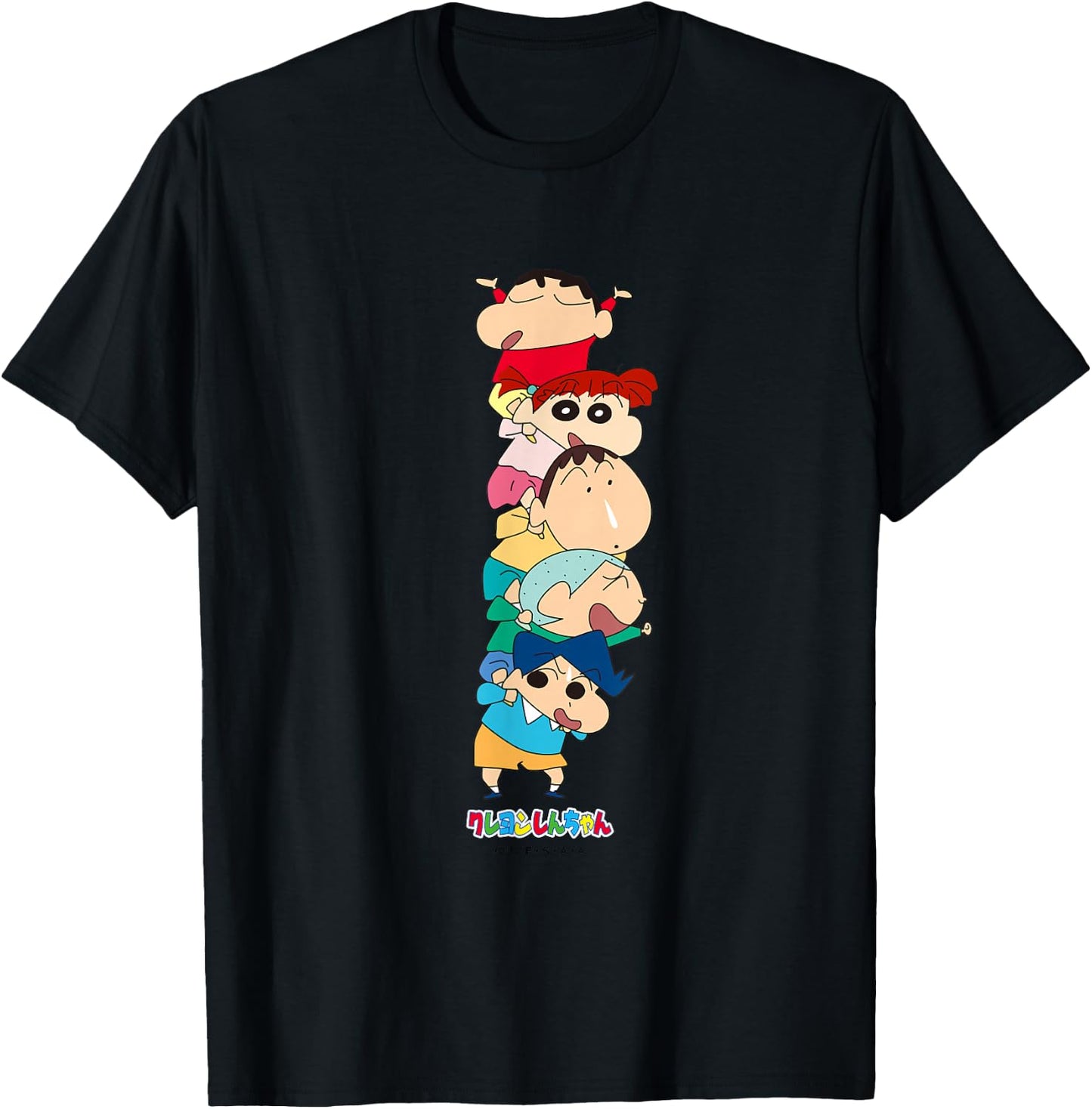 Crayon Shin-chan Piggyback! Kasukabe Defense Corps T-Shirt - T-Shirt | Black