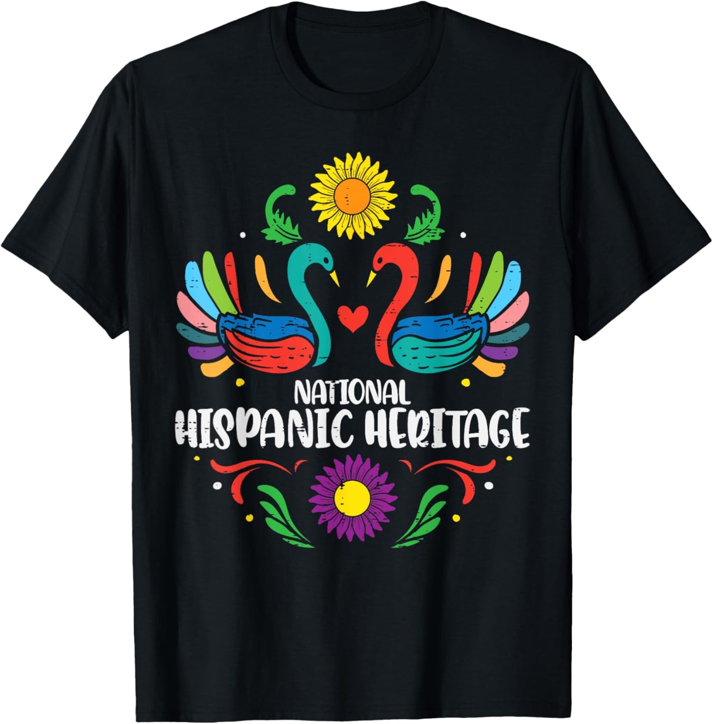 National Hispanic Heritage Month Otomi Birds Women Girls Kid T-Shirt - T-Shirt | Black
