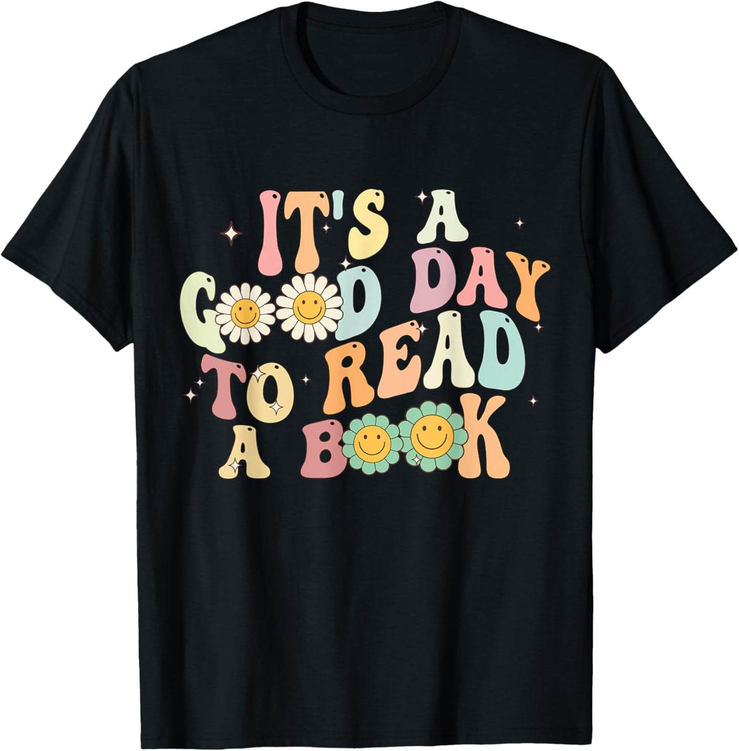 It's A Good Day To Read A Book Retro Groovy T-Shirt - T-Shirt | Black
