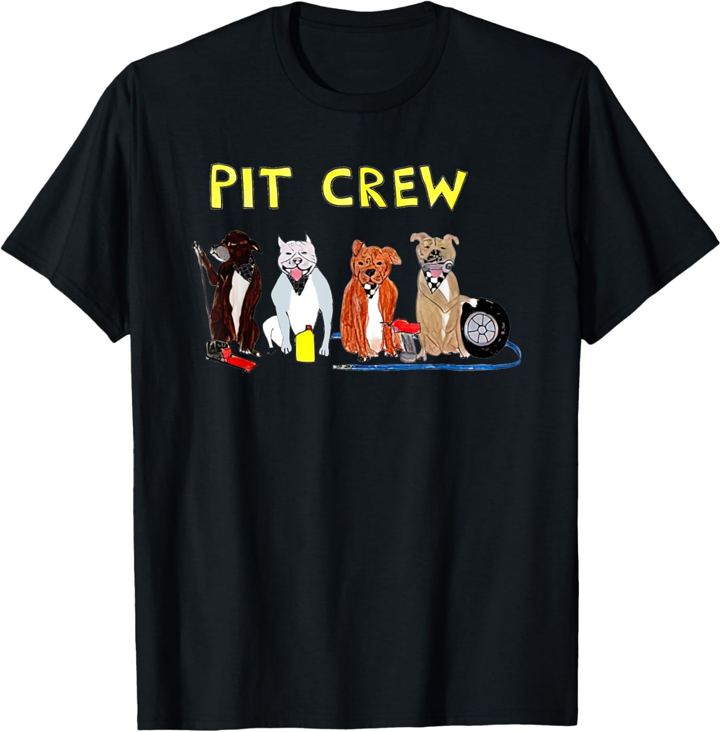 Pit Crew Dogs Funny Women T-Shirt - T-Shirt | Black