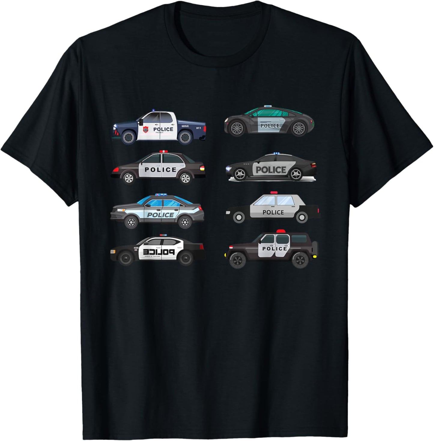 Police Cars Birthday for Boys Girls Toddlers T-Shirt - T-Shirt | Black