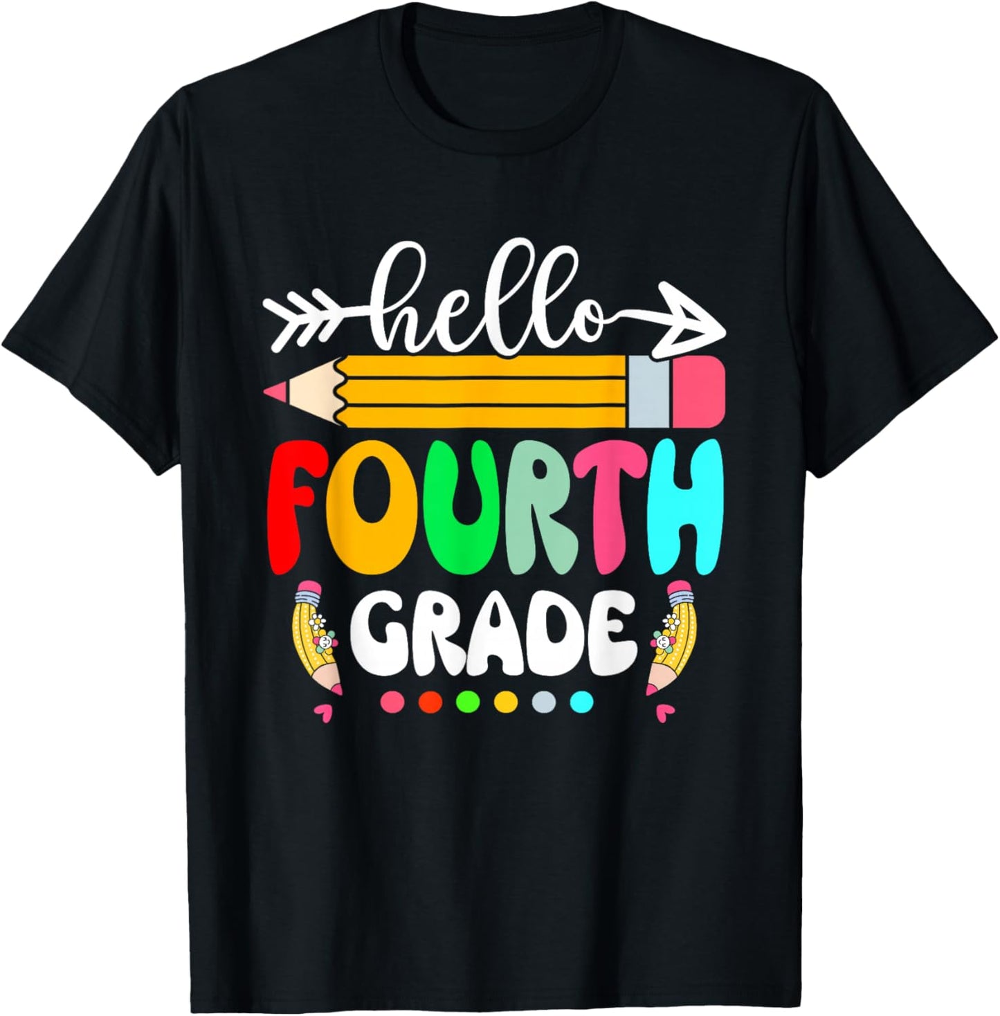 Hello Fourth Grade 4th Grade Back To School Teacher Student T-Shirt - T-Shirt | Black