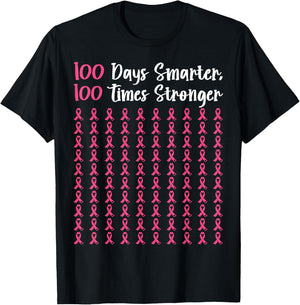 Breast Cancer 100 Days of School Teachers Men Women Kids T-Shirt - T-Shirt | Black