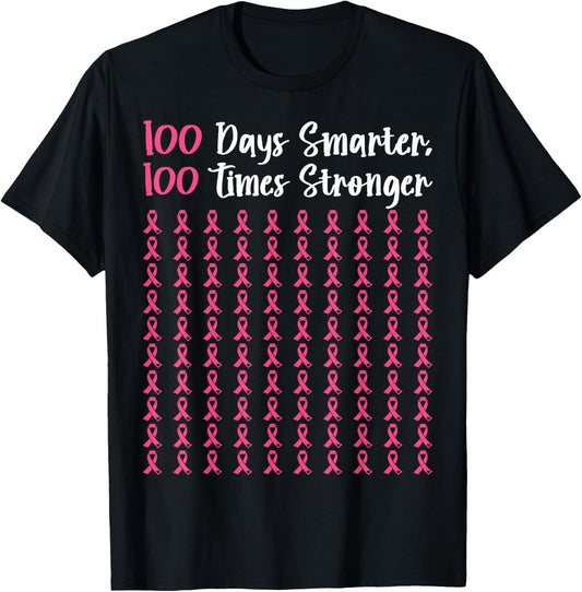 Breast Cancer 100 Days of School Teachers Men Women Kids T-Shirt - T-Shirt | Black