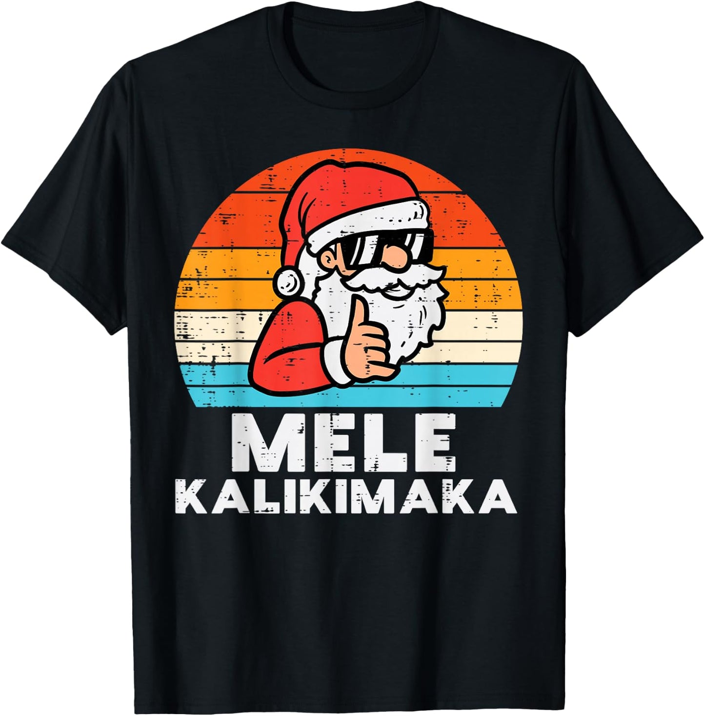 Santa Mele Kalikimaka Hawaiian Christmas Xmas Men Women Kids T-Shirt - T-Shirt | Black
