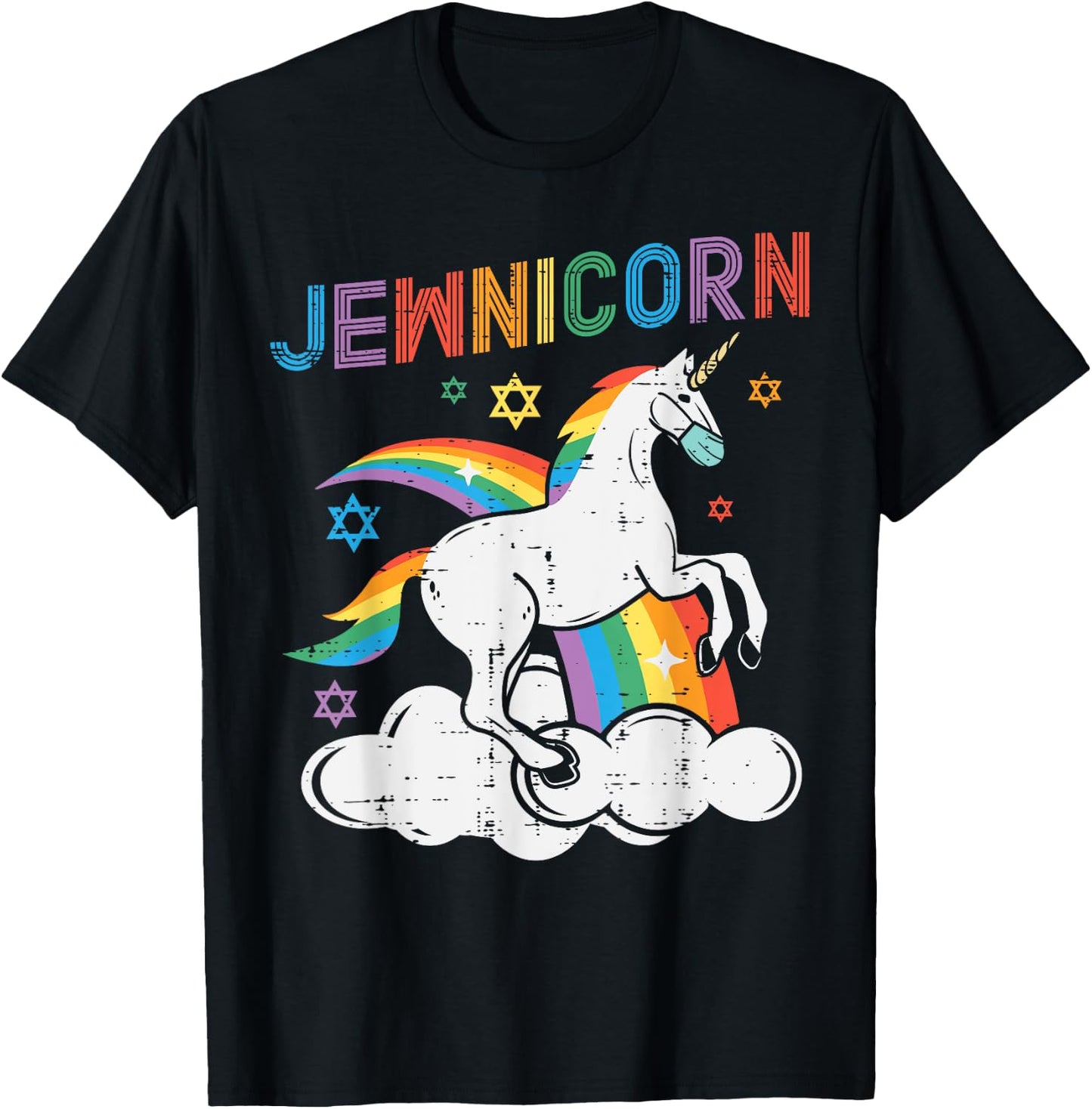 Jewnicorn Jew Unicorn Mask Chanukah Hanukkah Quarantine Gift T-Shirt - T-Shirt | Black