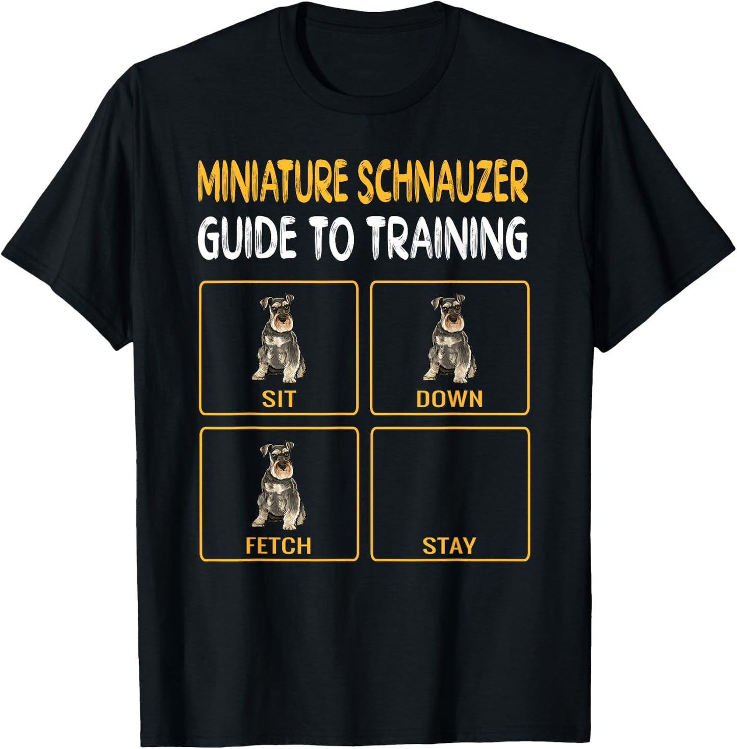 Funny Miniature Schnauzer Guide To Training Dog Obedience T-Shirt - T-Shirt | Black