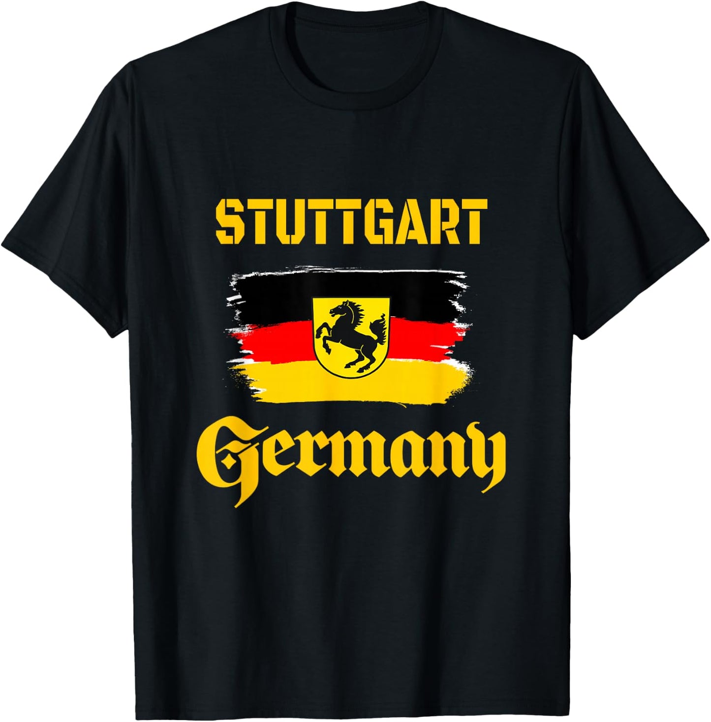 Stuttgart, Germany Deutschland shirts & gifts - Stuttgart Germany Football Souvenir - -Adults - Black - Small - Short Sleeve - Classic Fit - Cotton, Polyester T-Shirt - T-Shirt | Black