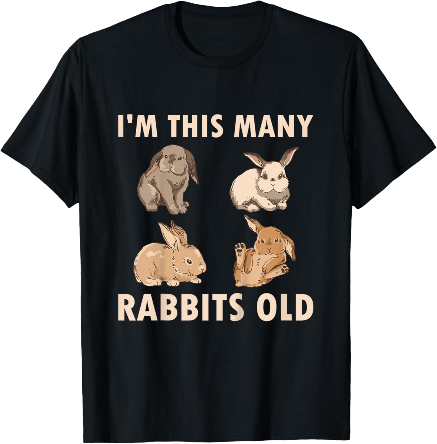 4 Year Old Bunny Rabbits Old 4th Birthday T-Shirt - T-Shirt | Black