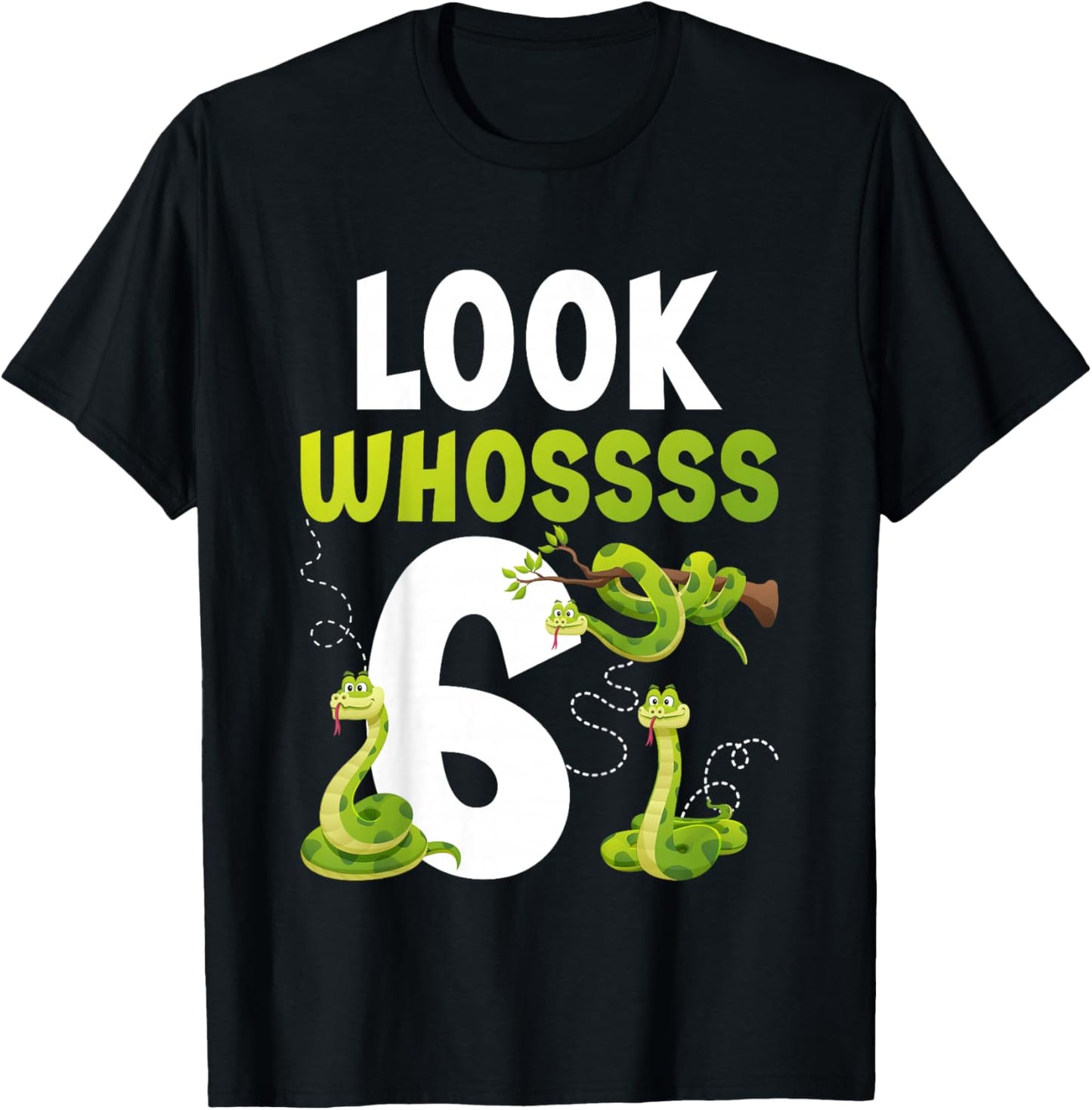 Kids 6th Reptile Birthday Six Year Old Snake Birthday Party T-Shirt - T-Shirt | Black