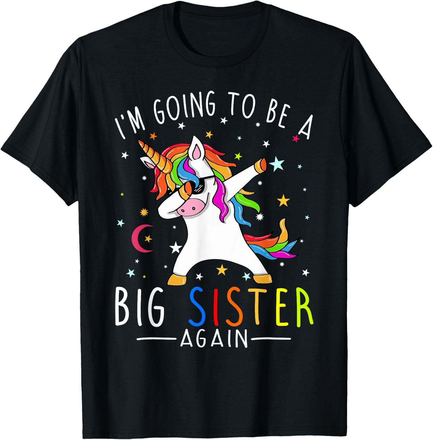 I'm Going To Be A Big Sister Again Unicorn Girl T-Shirt - T-Shirt | Black
