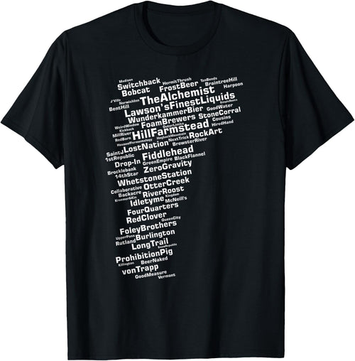 Cracked Toad Design Co. Vermont Breweries - Men's -Adults Black Small Classic Fit Short Sleeve