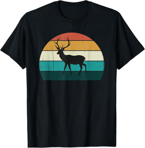 Funny Retro Deer Cool Sunset Gift T-Shirt - T-Shirt | Black