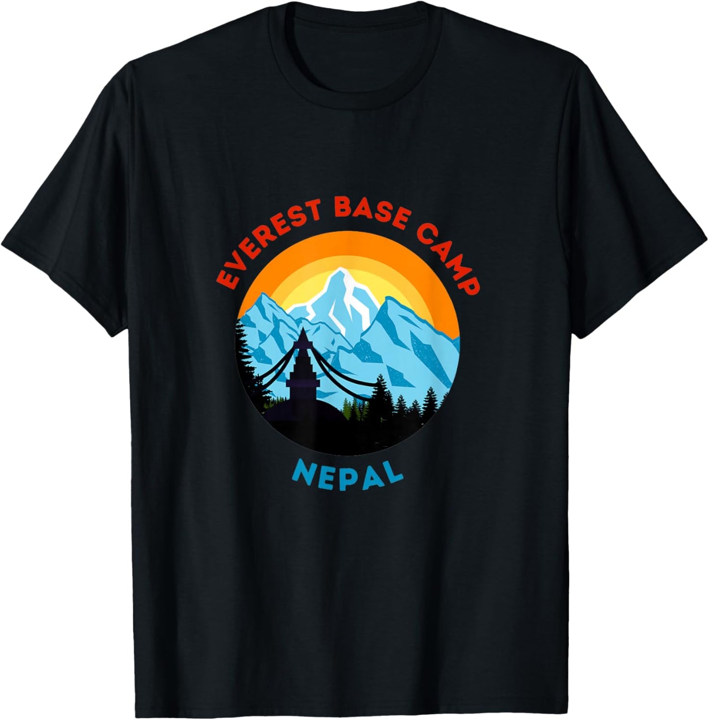 Mount Everest Base Camp Nepal Mountain Hiker Climb Himalayas T-Shirt - T-Shirt | Black