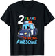 Kids 2 Year Old Shirt Birthday Boy Shirt 2nd Police Car Gift T-Shirt - T-Shirt | Black