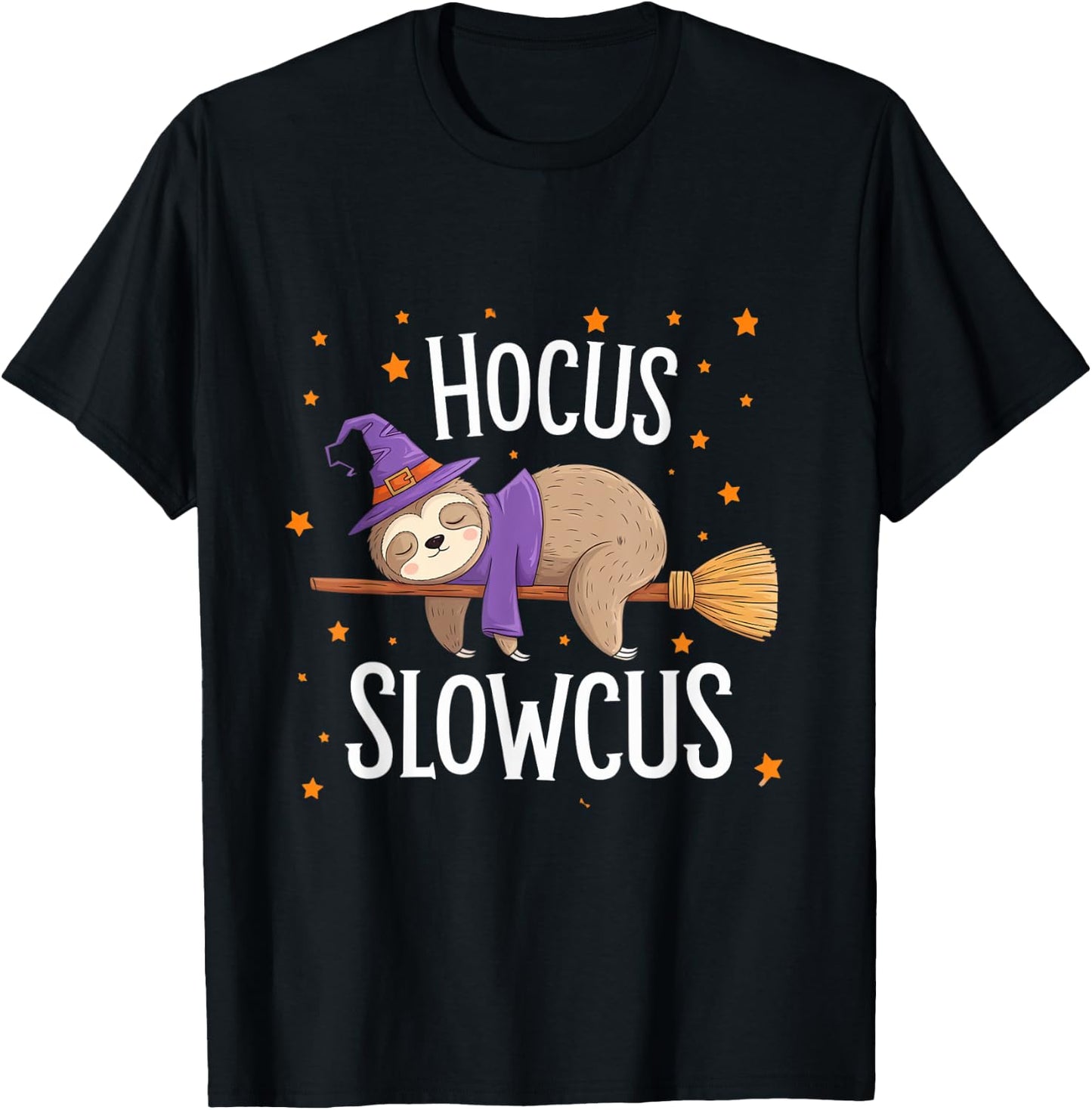 Hocus Slowcus Cute Funny Sloth Halloween 2024 T-Shirt - T-Shirt | Black
