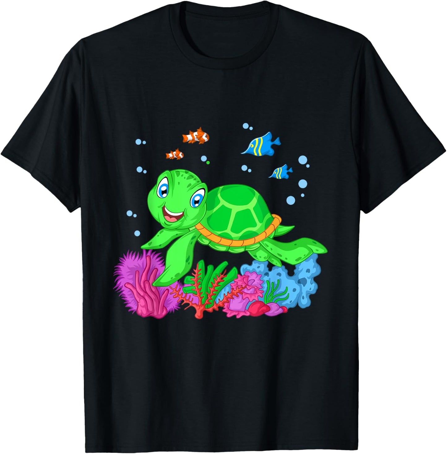 Turtle Cute Sea Animal | Ocean Creature Adult & Kids T-Shirt - T-Shirt | Black