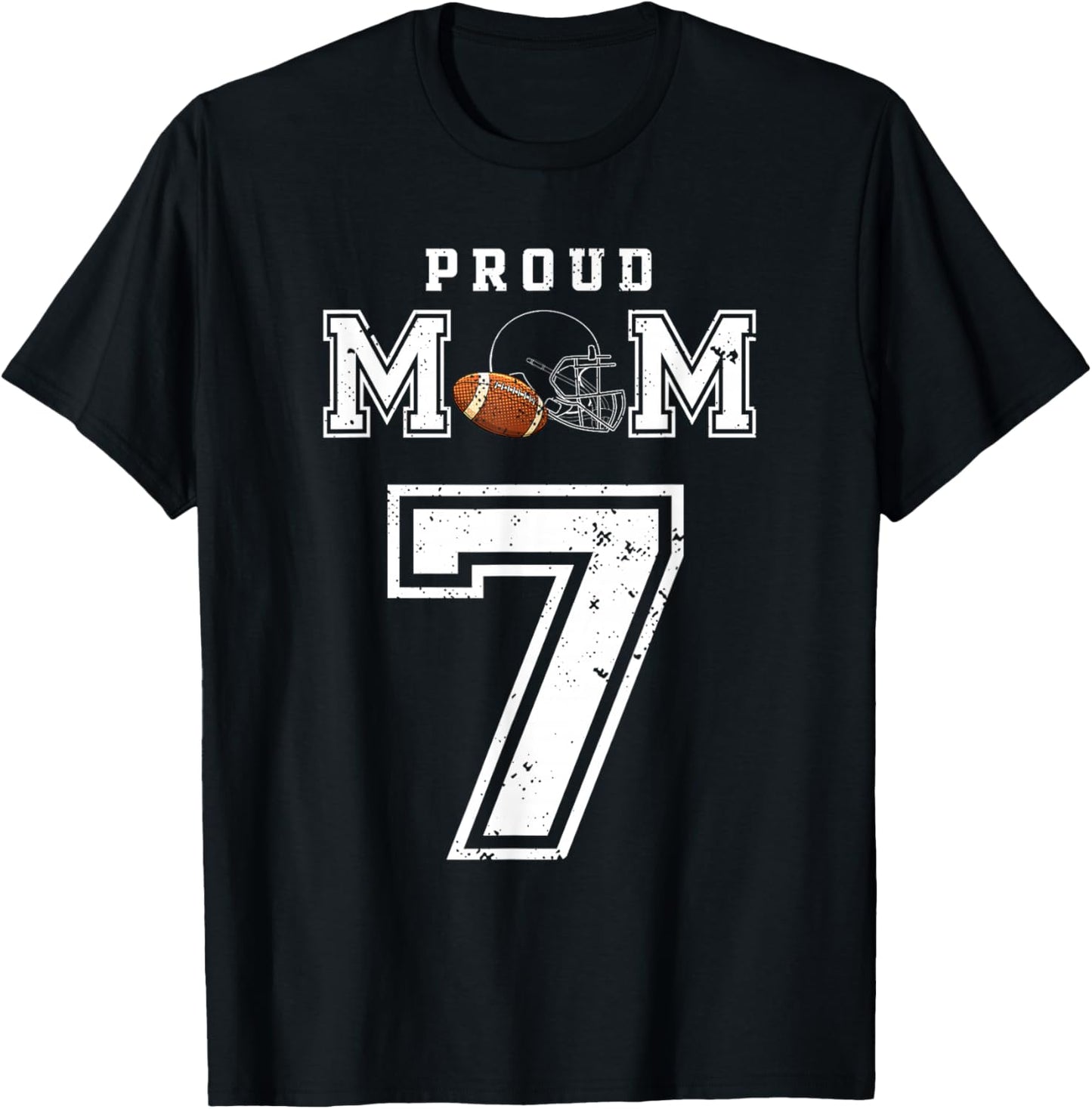 Custom Proud Football Mom Number 7 Personalized T-Shirt - T-Shirt | Black