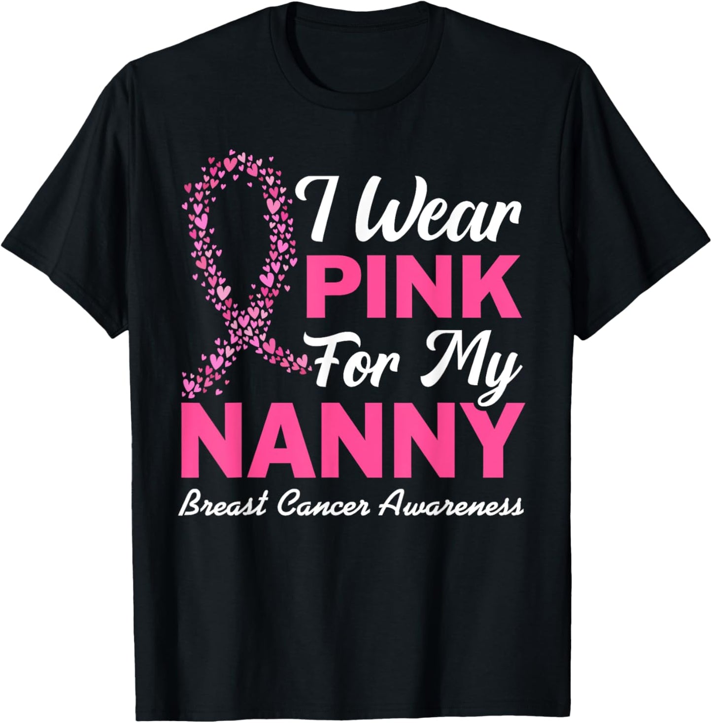 I Wear Pink For My Nanny Grandma Breast Cancer Awareness Kid T-Shirt - T-Shirt | Black