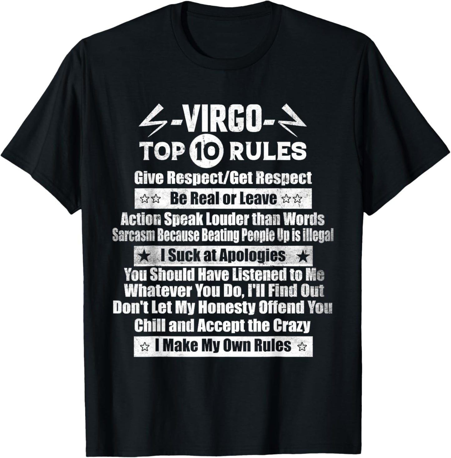 Zodiac Sign Funny Top 10 Rules Of Virgo Funny Horoscope T-Shirt - T-Shirt | Black