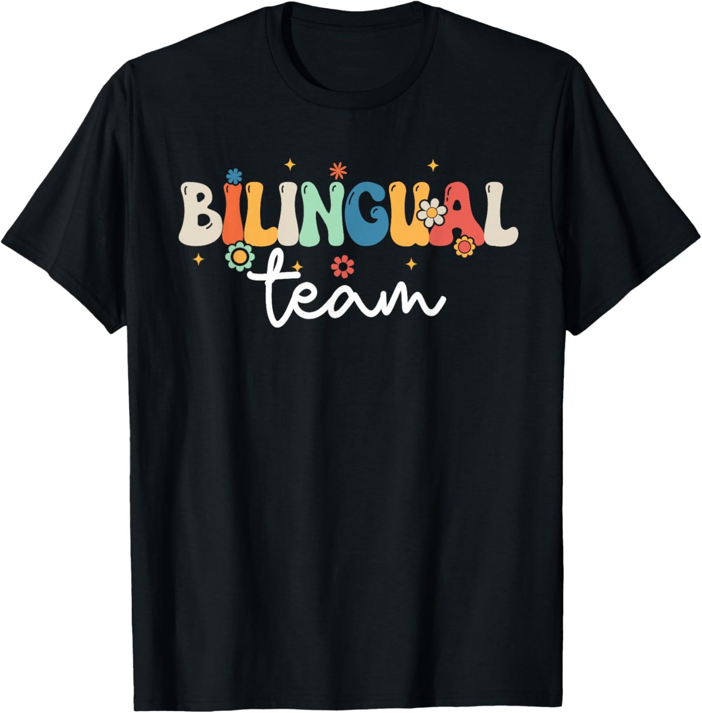 Groovy Bilingual Girls Boys Teacher Team Bilingual Squad T-Shirt - T-Shirt | Black