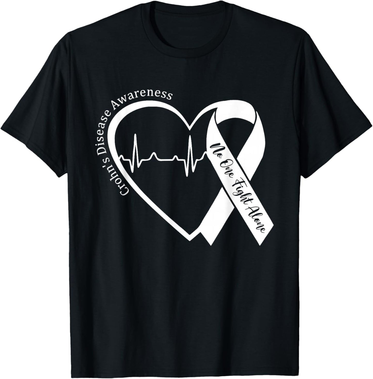 Crohns Disease Heart Support Purple Ribbon Crohn's Awareness T-Shirt - T-Shirt | Black