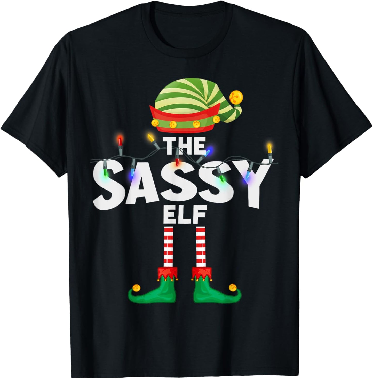The Sassy Elf Christmas Matching Family T-Shirt - T-Shirt | Black
