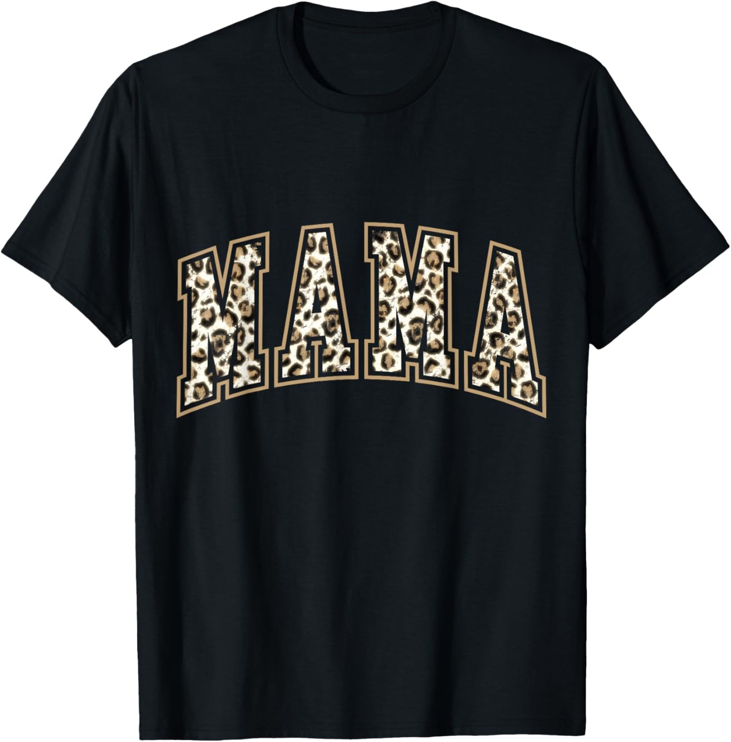MAMA Leopard Cheetah Print Love Cute Large Letters T-Shirt - T-Shirt | Black