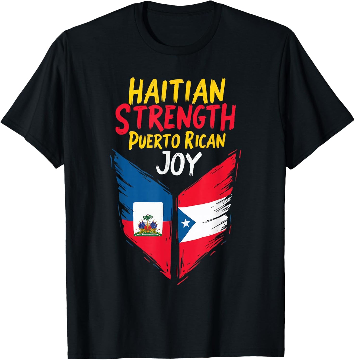 Half Haitian Half Puerto Rican Puerto Rico Flag Haiti T-Shirt - T-Shirt | Black